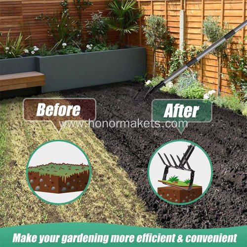 Hot sale Stirrup Hoe and 5-Tines Rake Weeding Action Hoe with adjustable Metal Handle garden hand hoe tool